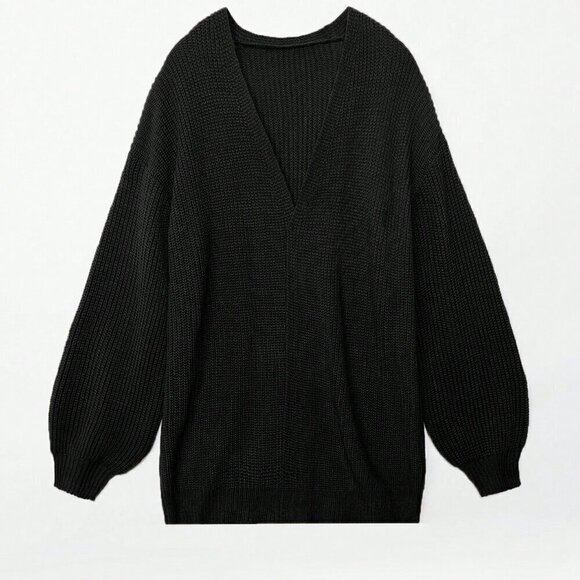 Black Casual Women's Drop Shoulder Open Front Cardigan - Picture 8 of 8